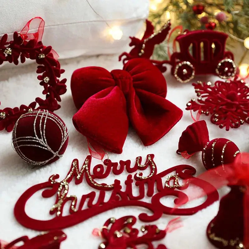 Ornements de noël rouge floqué bordeaux Ma boutique