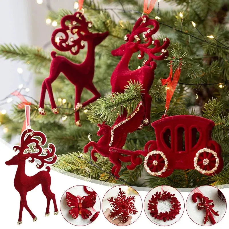 Ornements de noël rouge floqué bordeaux Ma boutique