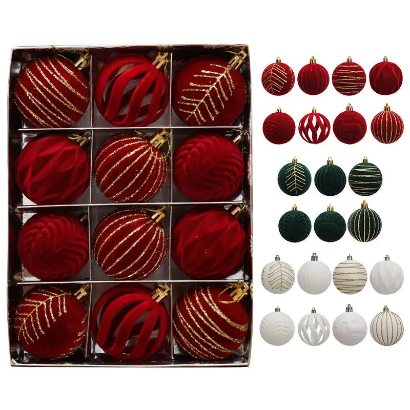 12 magnifiques pièces de boules de Noël en velours Ma boutique