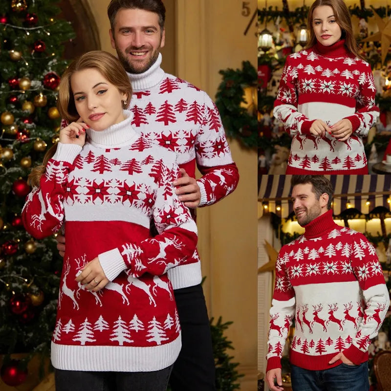 Pull Col Roulé de Noël Couple Élégant GrazielShop