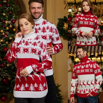 Pull Col Roulé de Noël Couple Élégant GrazielShop