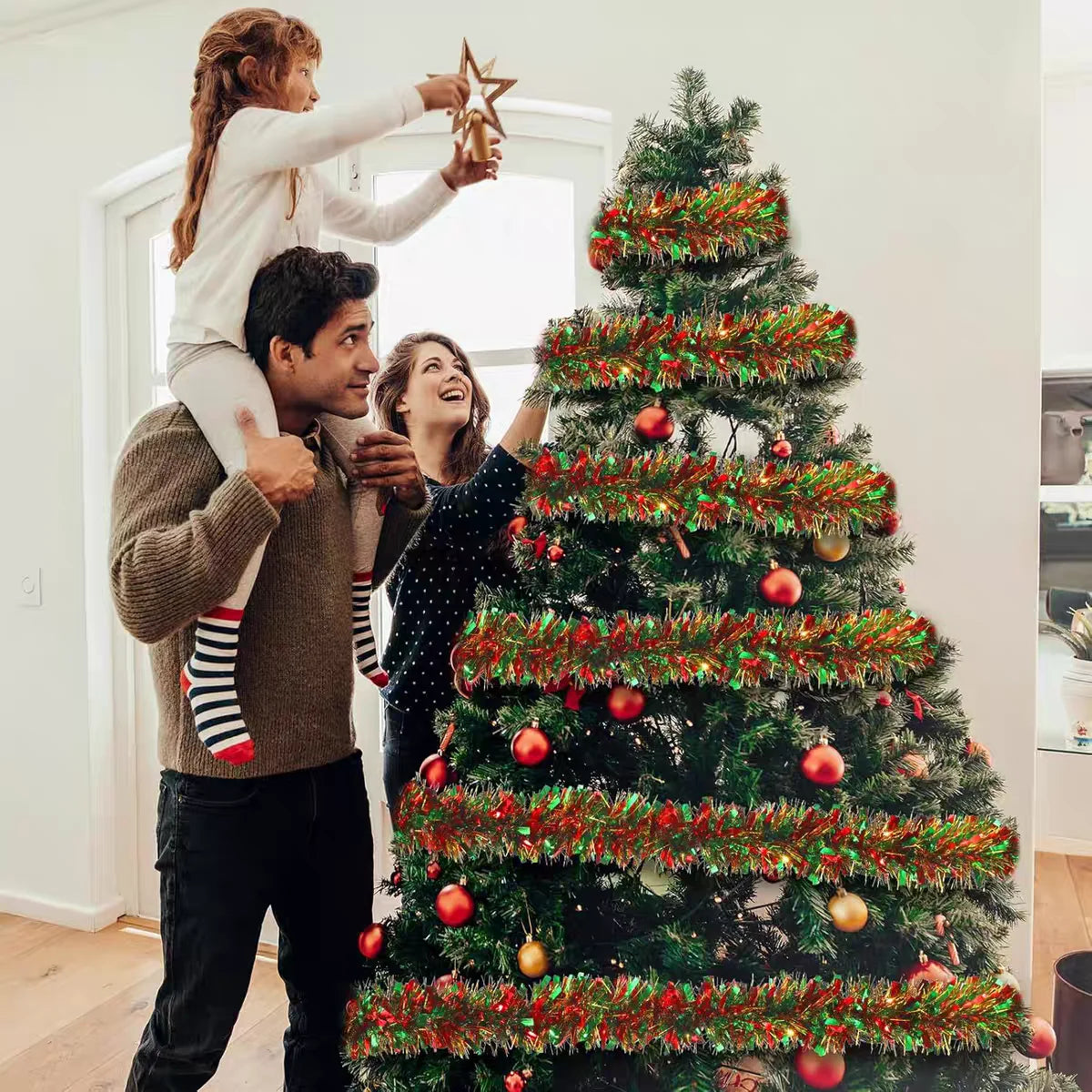 Guirlande de Noël Rouge et Verte Scintillante GrazielShop